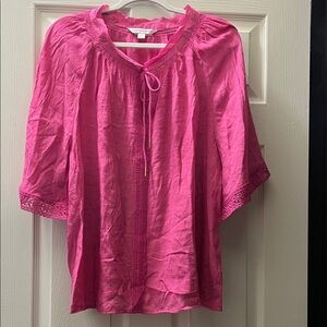 Counterparts Fuchsia Blouse with Lace Trim